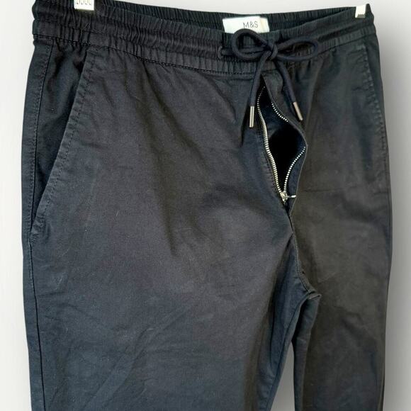 Marks & Spencer Straight Fit High Rise Pants Rhinestone Beaded Hem Size M Black - Picture 6 of 16